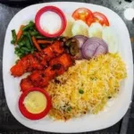 Shashlik Tikka w/ Yellow Rice & Salad